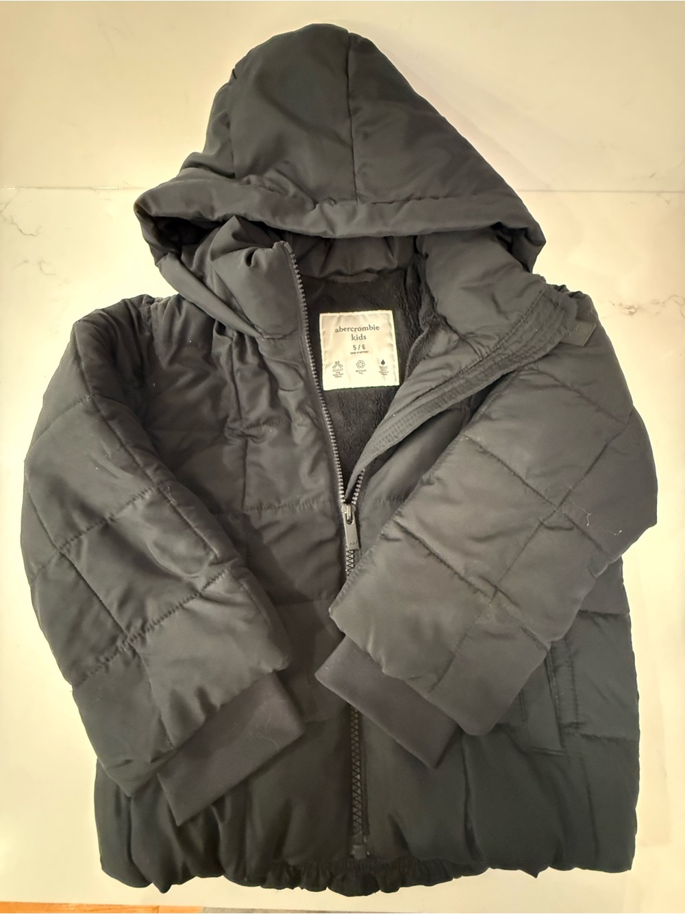 Abercrombie & Fitch Kids Black Puffer Jacket with Hood